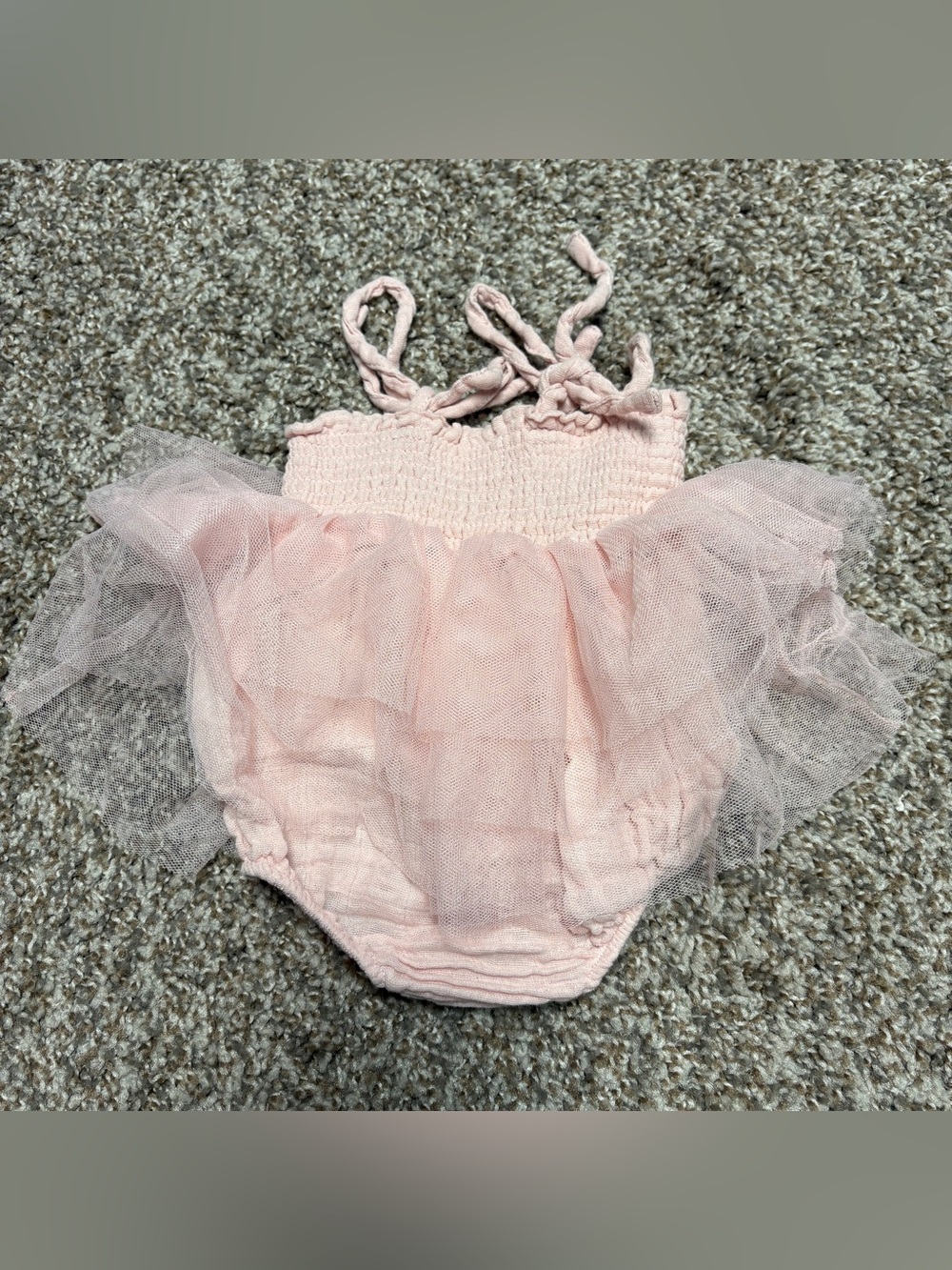 Tulle Baby Pink Ruffle Romper | Boutique Style Bubble Smocked Romper